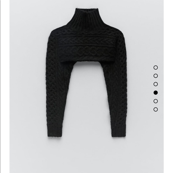 Zara black cable knit sleeve scarf sweater Nwt - Picture 2 of 4